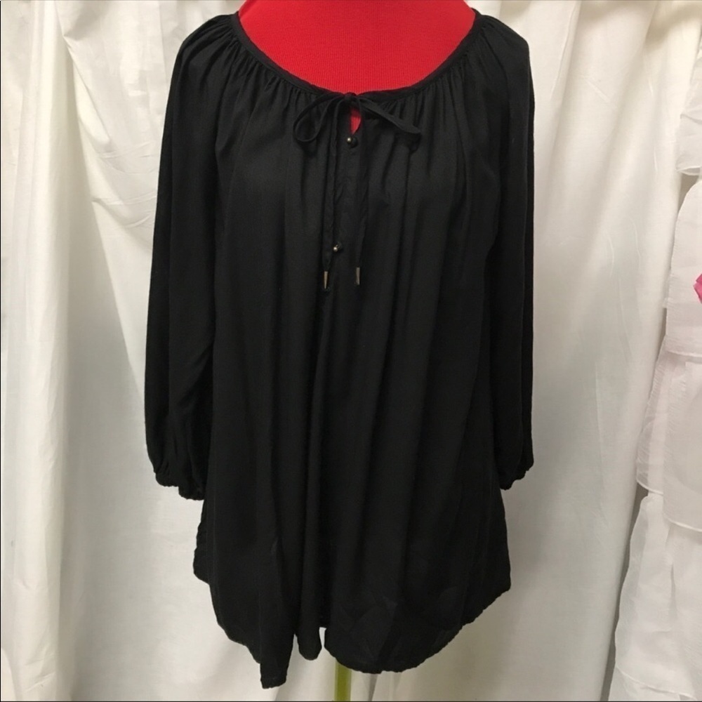 Ellos Black Peasant Blouse Size 14/16